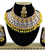 Yellow designer function wear ad necklace set