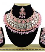 Pink designer function wear ad necklace set