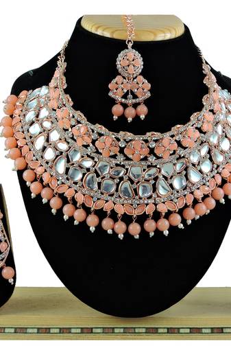 Orange designer function wear ad necklace set