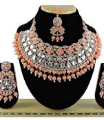 Orange designer function wear ad necklace set