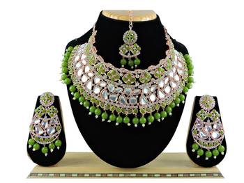 Green designer function wear ad necklace set 1
