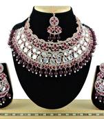 Maroon designer function wear ad necklace set