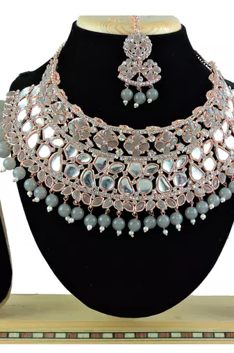 Grey designer function wear ad necklace set