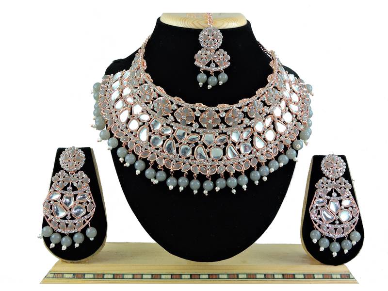 Grey designer function wear ad necklace set