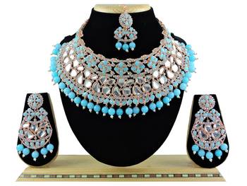 Turquoise designer function wear ad necklace set 1