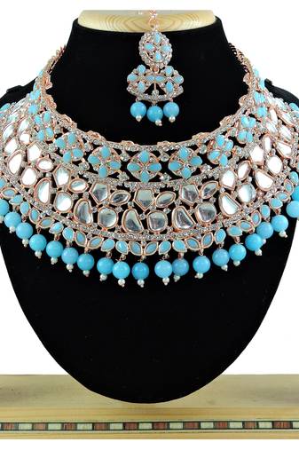 Turquoise designer function wear ad necklace set