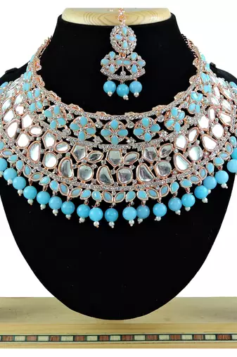 Turquoise designer function wear ad necklace set