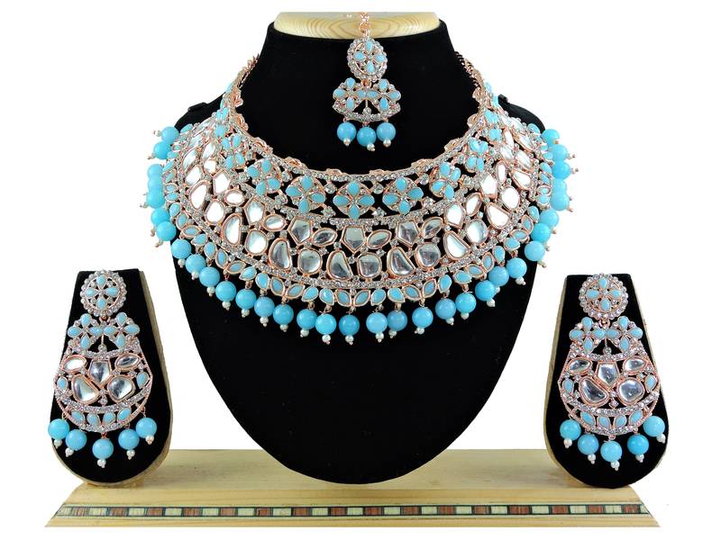Turquoise designer function wear ad necklace set