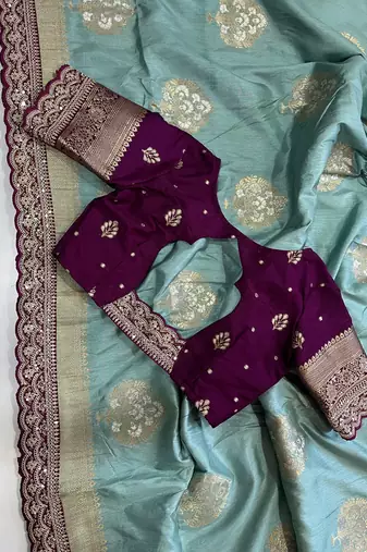 Light Blue Color Premium Heavy Dola Silk Wedding Saree