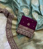 Light Blue Color Premium Heavy Dola Silk Wedding Saree