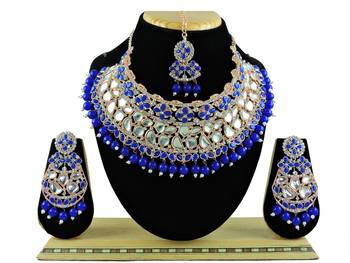 Blue designer function wear ad necklace set 1