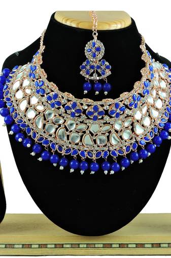Blue designer function wear ad necklace set