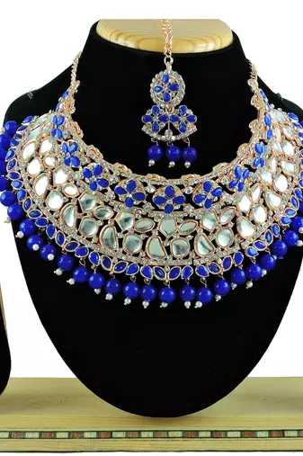 Blue designer function wear ad necklace set