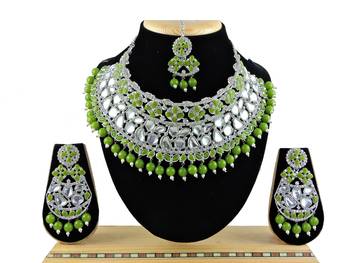 Green designer function wear ad necklace set 1