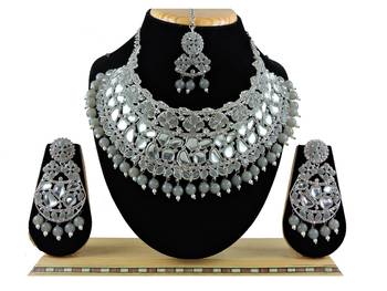 Grey designer function wear ad necklace set 1