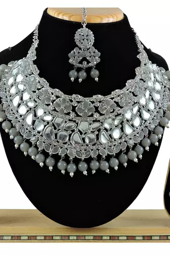 Grey designer function wear ad necklace set