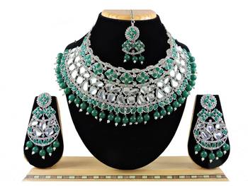 Green designer function wear ad necklace set 1