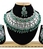 Green designer function wear ad necklace set
