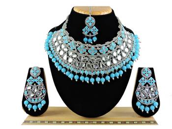 Turquoise designer function wear ad necklace set 1