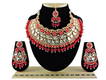 Red designer function wear ad necklace set 1