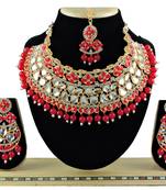 Red designer function wear ad necklace set