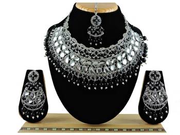 Black designer function wear ad necklace set 1