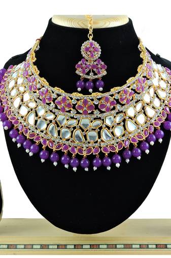 Purple designer function wear ad necklace set