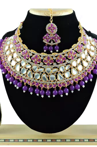 Purple designer function wear ad necklace set