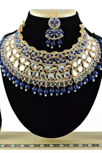 Blue designer function wear ad necklace set