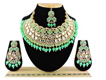Green designer function wear ad necklace set 1