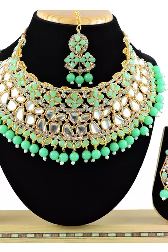 Green designer function wear ad necklace set