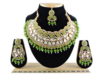 Green designer function wear ad necklace set 1