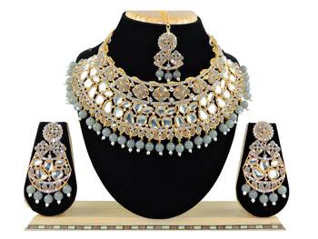 Grey designer function wear ad necklace set 1