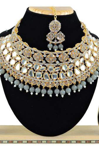 Grey designer function wear ad necklace set