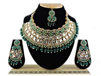 Green designer function wear ad necklace set 1