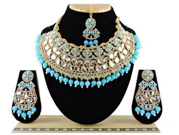 Turquoise designer function wear ad necklace set 1