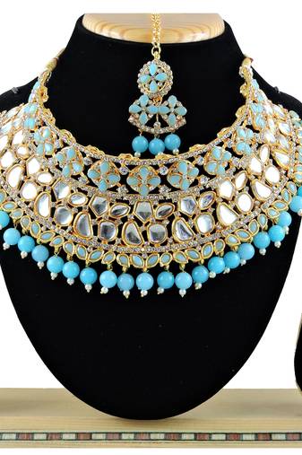 Turquoise designer function wear ad necklace set