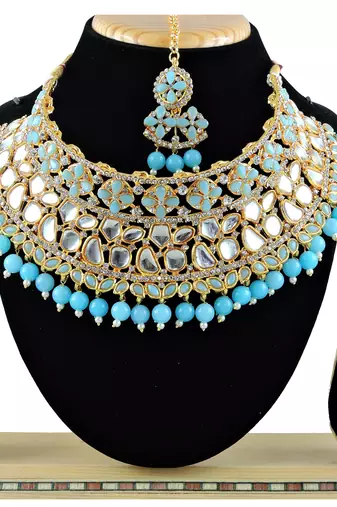 Turquoise designer function wear ad necklace set