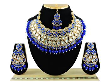 Blue designer function wear ad necklace set 1