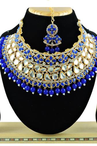 Blue designer function wear ad necklace set