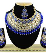 Blue designer function wear ad necklace set