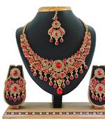 Red designer function wear ad necklace set