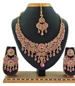 Pink designer function wear ad necklace set