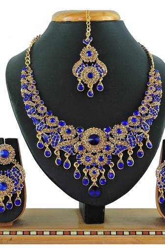 Blue designer function wear ad necklace set
