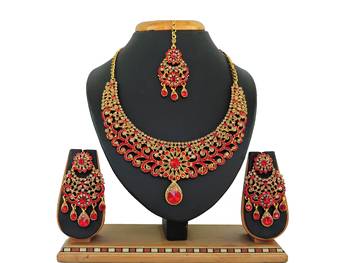 Red designer function wear ad necklace set 1