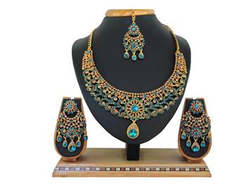 Turquoise designer function wear ad necklace set 1