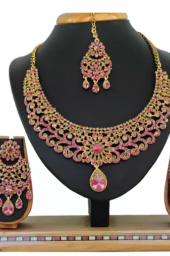 Pink designer function wear ad necklace set
