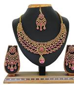 Pink designer function wear ad necklace set