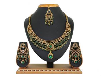 Green designer function wear ad necklace set 1