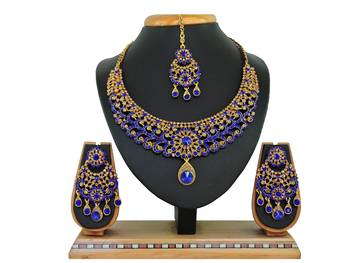 Blue designer function wear ad necklace set 1